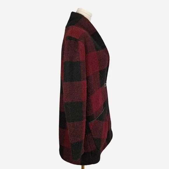 Soft Surroundings Red Plaid Wool Blend Pea Coat – Medium - Picture 4 of 8